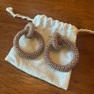 BaubleBar Champagne Beaded Hoop Earrings